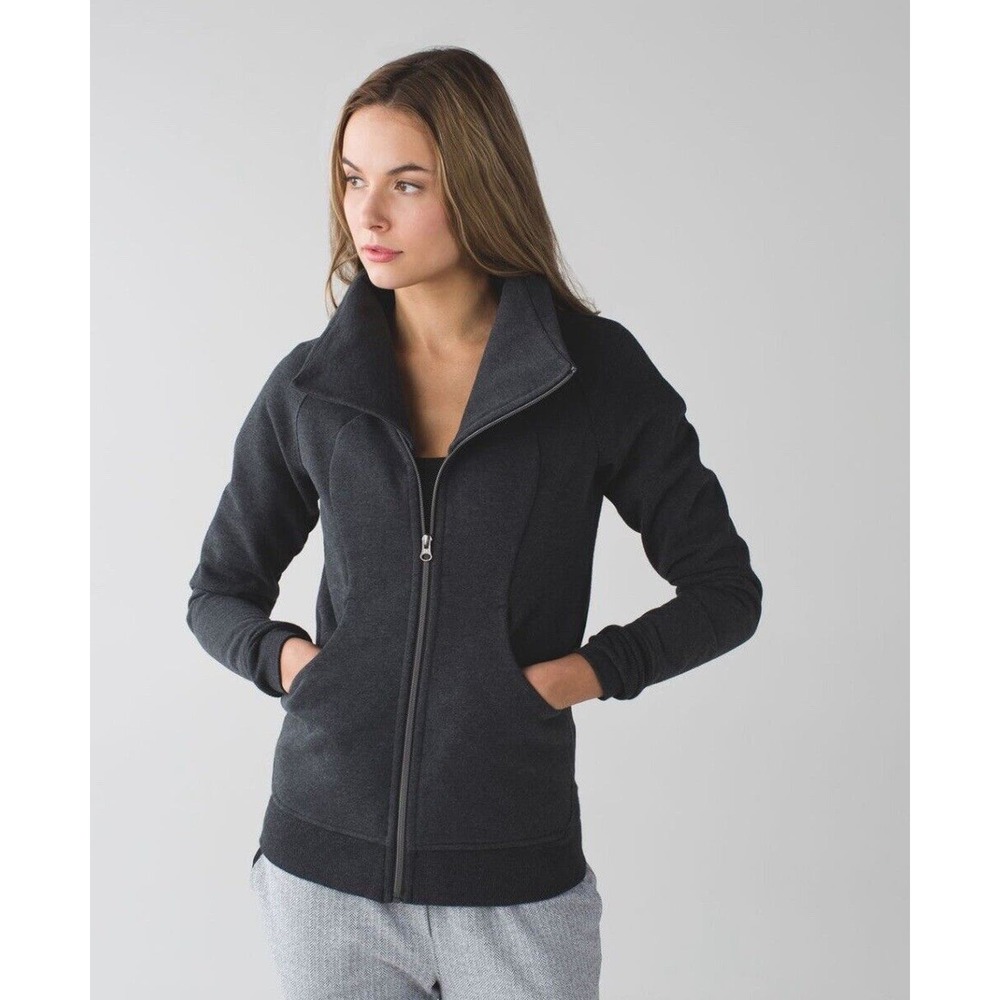 Lululemon Cozy Cuddle Up Jacket Women Gray Full-Zip Asymmetrical AS IS